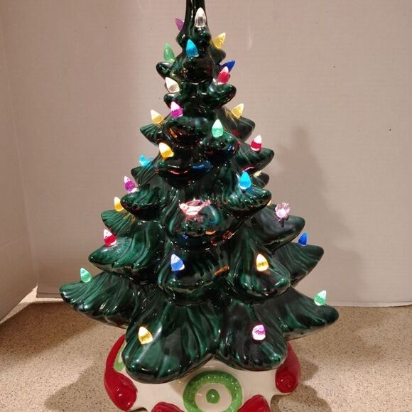 Vintage Tall Ceramic Christmas Tree with Base 18" - Picture 3 of 11